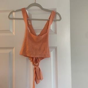Medium blue and orange open back cop tops